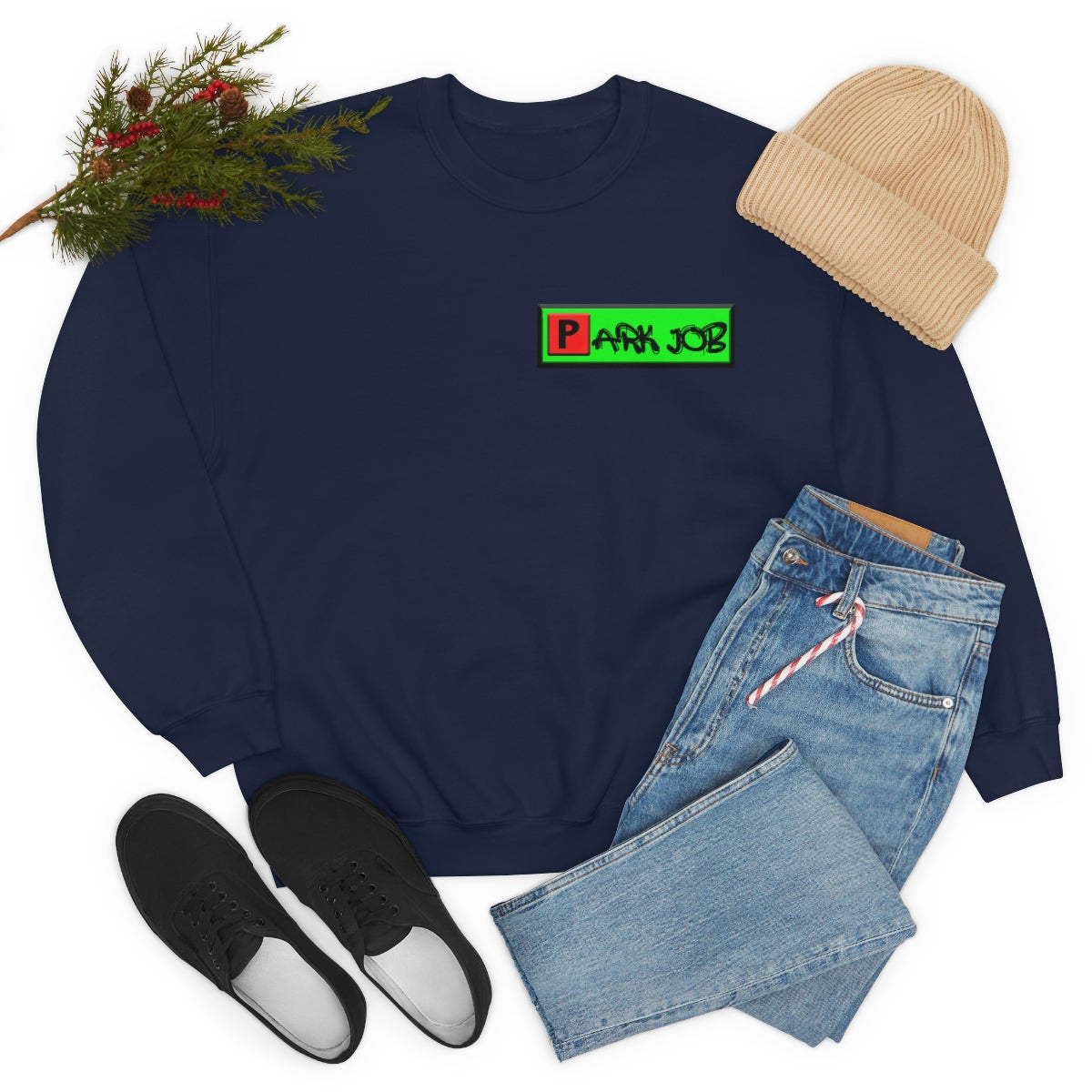 Parkjob Green and Red Logo Unisex Heavy Blend™ Crewneck Sweatshirt