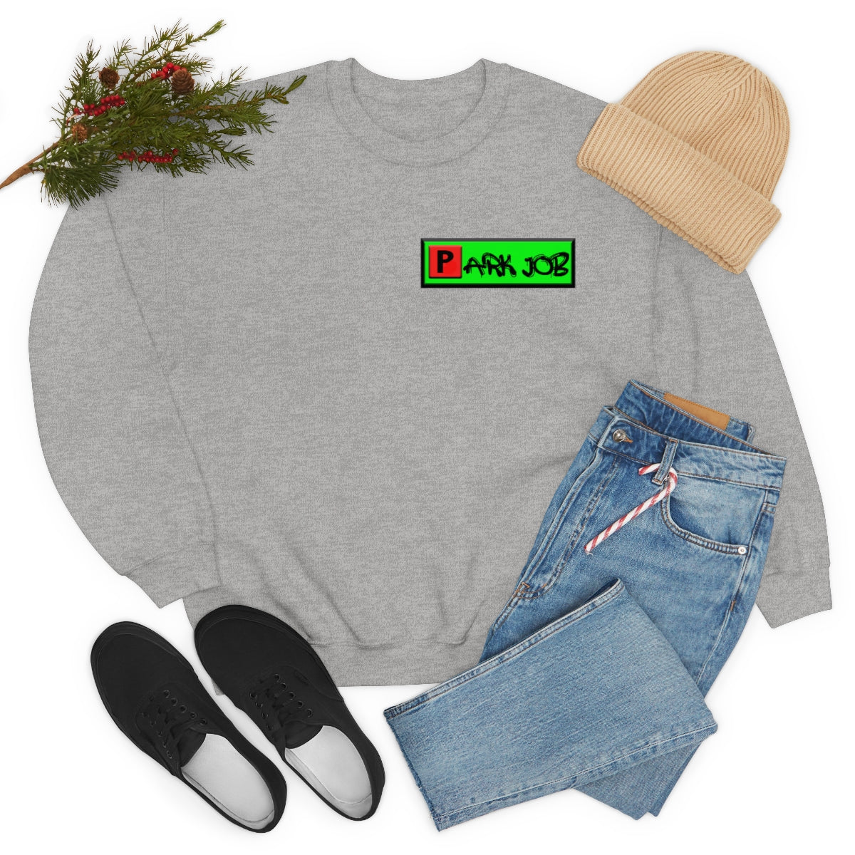Parkjob Green and Red Logo Unisex Heavy Blend™ Crewneck Sweatshirt