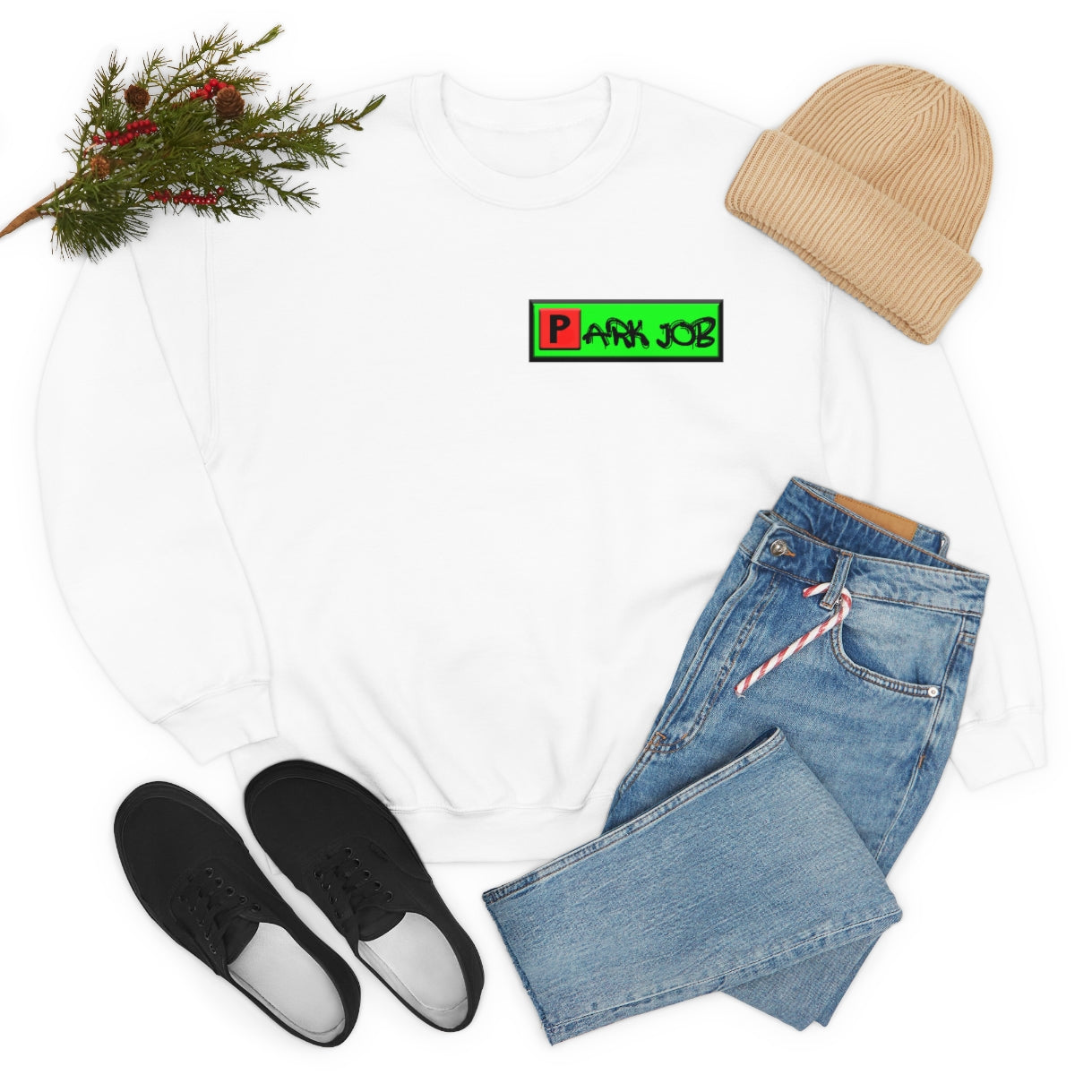Parkjob Green and Red Logo Unisex Heavy Blend™ Crewneck Sweatshirt