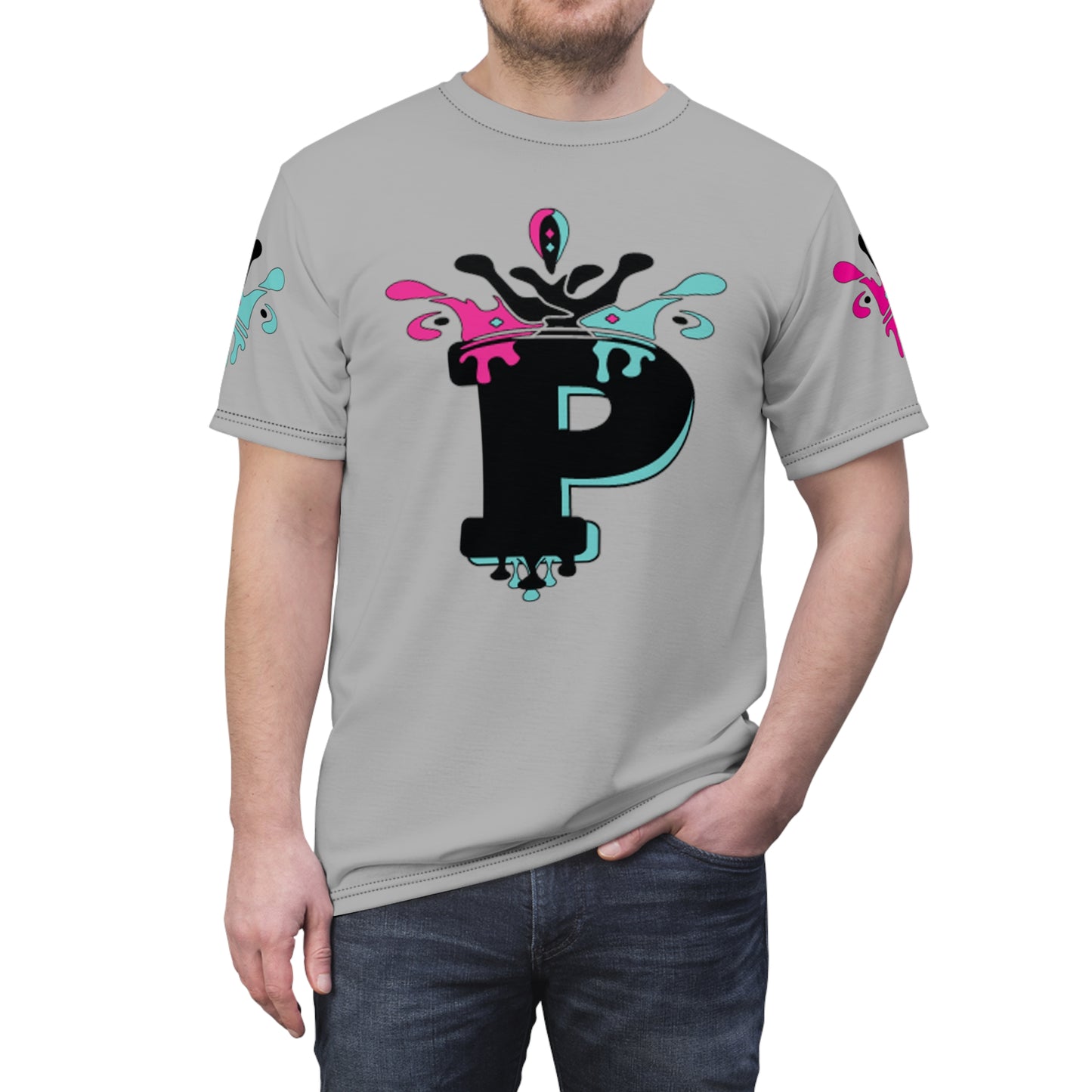 Parkjob Designs Logo Grey Unisex Cut & Sew Tee (AOP)