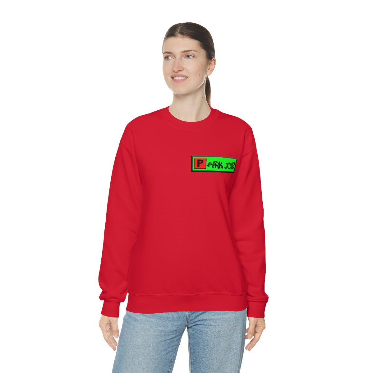 Parkjob Green and Red Logo Unisex Heavy Blend™ Crewneck Sweatshirt