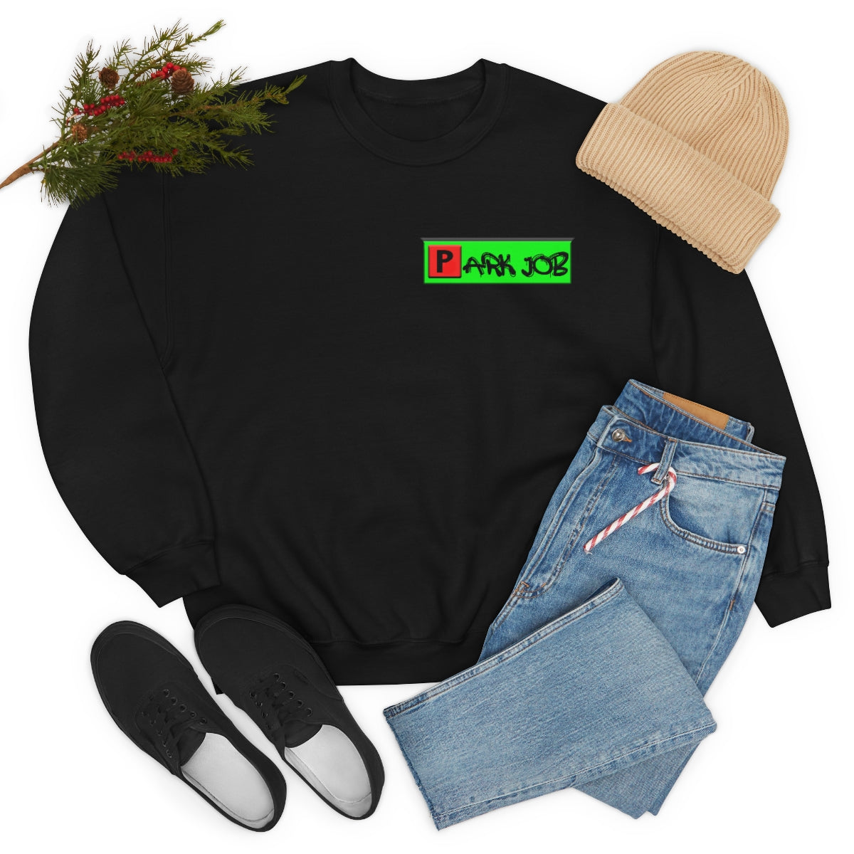 Parkjob Green and Red Logo Unisex Heavy Blend™ Crewneck Sweatshirt